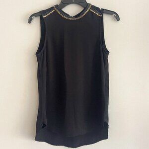 Dress Shirt with Leather/Metal Neck Detailing